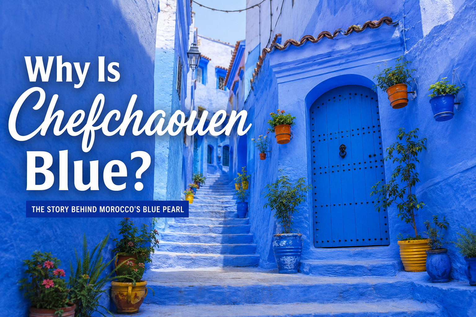 Blue streets and houses in Chefchaouen Morocco explaining why Chefchaouen is blue